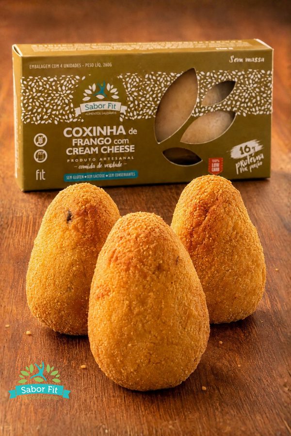 Coxinha low carb de frango com cream cheese